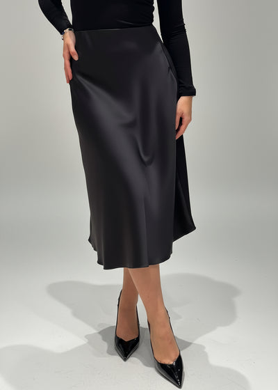 VEA SATIN SKIRT BLACK